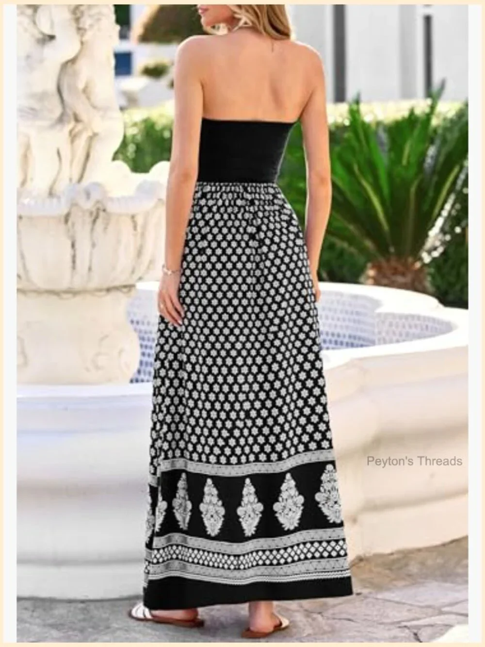 Strapless Tube Maxi Dress with Pockets Floral Patchwork Summer